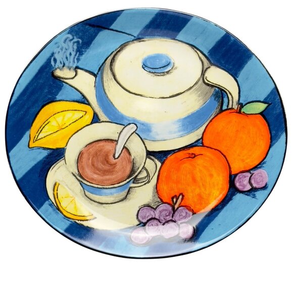 Misono TeaTime '93 4912 Plate Fruit & Teapot Design 11” Dia. Microwave Safe - Picture 10 of 10